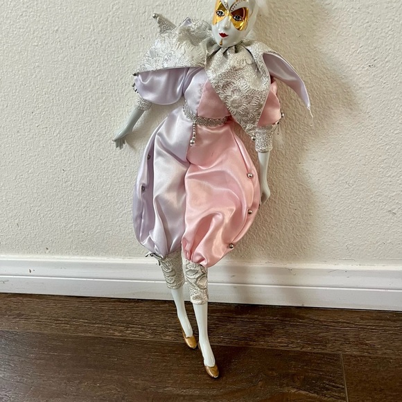 Elegant Harlequin Doll in Pastel Costume - Picture 7 of 11